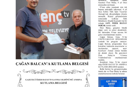 Çağan Balcan’a Kutlama Belgesi